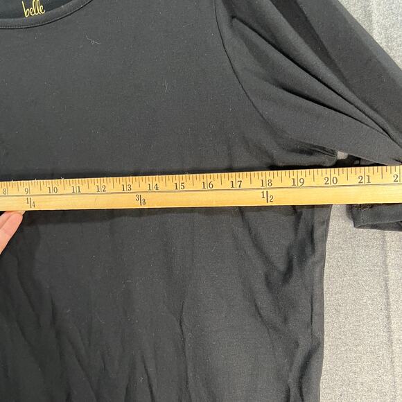 Belle By Kim Gravel Primabelle Knit Ruched Elbow Sleeve Top Black Large - Picture 7 of 8